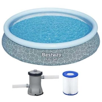 BESTWAY PISCINA FAST SET FANTASIA GEOMETRICA CM.457X84, CAP.9.677L. CON POMPA FILTRO E CARTUCCIA