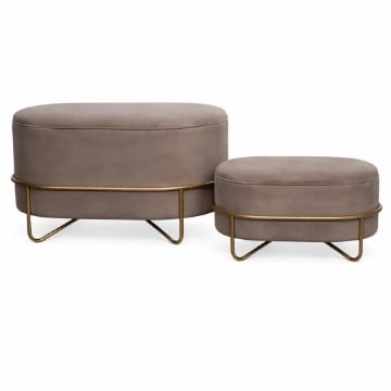 SET 2 POUF CON  GAMBE IN METALLO - TORTORA - H47X42X82 E 32X32X62CM