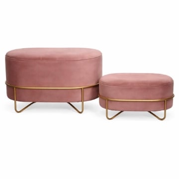 SET 2 POUF CON  GAMBE IN METALLO - ROSA ANTICO - H47X42X82 E 32X32X62CM