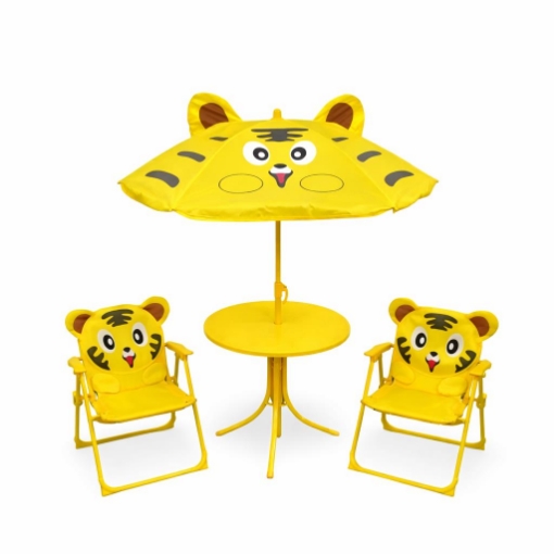 TAVOLO DA PICNIC PER BAMBINI TAVOLO CON OMBRELLINO+ 2 SEDIE - SET BABY FANTASY TIGRE