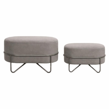 SET 2 POUF CON  GAMBE IN METALLO - GRIGIO - H47X42X82 E 32X32X62CM