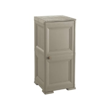MOBILE 2 MODULI TALPA 40X43X85,5 CM IN RESINA CON ANTE EFFETTO LEGNO – MOBILETTO PORTAOGGETTI SALVASPAZIO PER INGRESSO E ZONA LIVING