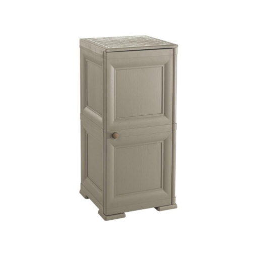 MOBILE 2 MODULI TALPA 40X43X85,5 CM IN RESINA CON ANTE EFFETTO LEGNO – MOBILETTO PORTAOGGETTI SALVASPAZIO PER INGRESSO E ZONA LIVING