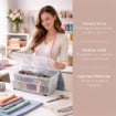 BOX CONTENITORE 40L TRASPARENTE 59X39X27,4 CM CON COPERCHIO APRIBILE SU 4 LATI E RUOTE – SCATOLA PORTAOGGETTI SALVASPAZIO PER CASA E RIPOSTIGLIO