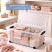 BOX CONTENITORE 40L TRASPARENTE 59X39X27,4 CM CON COPERCHIO APRIBILE SU 4 LATI E RUOTE – SCATOLA PORTAOGGETTI SALVASPAZIO PER CASA E RIPOSTIGLIO