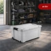 BOX CONTENITORE 40L CON COPERCHIO E RUOTE 59X39X27,4 CM GRIGIA – SCATOLA PORTAOGGETTI SALVASPAZIO CON ROTELLE PER CASA E RIPOSTIGLIO