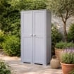ARMADIO 2 ANTE GRIGIO 79X43X164 CM CON 2 MODULI E 2 RIPIANI – MOBILE VERTICALE SALVASPAZIO PER ORGANIZZAZIONE CASA
