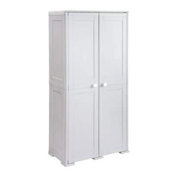 ARMADIO 2 ANTE GRIGIO 79X43X164 CM CON 5 VANI INTERNI E VANO PORTASCOPA – MOBILE ORGANIZZAZIONE CASA SALVASPAZIO