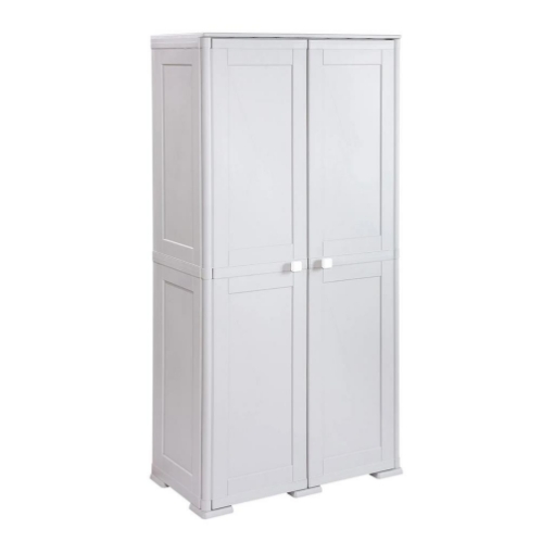 ARMADIO 2 ANTE GRIGIO 79X43X164 CM CON 5 VANI INTERNI E VANO PORTASCOPA – MOBILE ORGANIZZAZIONE CASA SALVASPAZIO