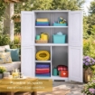 ARMADIO 2 ANTE GRIGIO 79X43X164 CM CON 5 VANI INTERNI E VANO PORTASCOPA – MOBILE ORGANIZZAZIONE CASA SALVASPAZIO