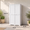 ARMADIO 2 ANTE GRIGIO 79X43X164 CM CON 5 VANI INTERNI E VANO PORTASCOPA – MOBILE ORGANIZZAZIONE CASA SALVASPAZIO