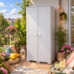 ARMADIO 2 ANTE GRIGIO 79X43X164 CM CON 5 VANI INTERNI E VANO PORTASCOPA – MOBILE ORGANIZZAZIONE CASA SALVASPAZIO