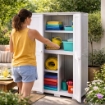 ARMADIO 2 ANTE GRIGIO 79X43X164 CM CON 5 VANI INTERNI E VANO PORTASCOPA – MOBILE ORGANIZZAZIONE CASA SALVASPAZIO