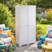 ARMADIO 2 ANTE GRIGIO 79X43X164 CM CON 5 VANI INTERNI E VANO PORTASCOPA – MOBILE ORGANIZZAZIONE CASA SALVASPAZIO