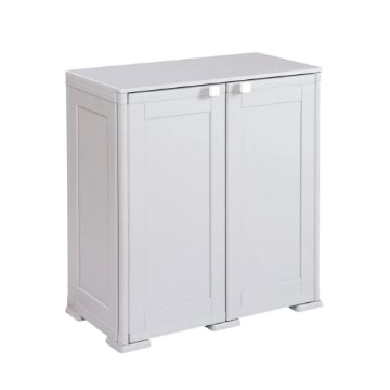 ARMADIO 2 ANTE GRIGIO 79X43X85,5 CM CON 1 MODULO E RIPIANO LUNGO – MOBILE COMPATTO SALVASPAZIO PER ORGANIZZAZIONE CASA