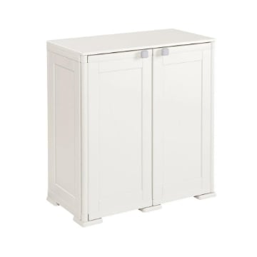 ARMADIO DA ESTERNO COPERTO 2 ANTE PANNA 79X43X85,5 CM CON RIPIANO LUNGO – MOBILE COMPATTO SALVASPAZIO PER BALCONE E VERANDA