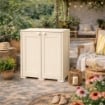 ARMADIO DA ESTERNO COPERTO 2 ANTE PANNA 79X43X85,5 CM CON RIPIANO LUNGO – MOBILE COMPATTO SALVASPAZIO PER BALCONE E VERANDA
