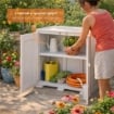 ARMADIO DA ESTERNO COPERTO 2 ANTE PANNA 79X43X85,5 CM CON RIPIANO LUNGO – MOBILE COMPATTO SALVASPAZIO PER BALCONE E VERANDA