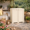ARMADIO DA ESTERNO COPERTO 2 ANTE PANNA 79X43X85,5 CM CON RIPIANO LUNGO – MOBILE COMPATTO SALVASPAZIO PER BALCONE E VERANDA