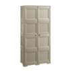 ARMADIO 2 ANTE TAUPE 79X43X164 CM CON 4 SCOMPARTI E VANO PORTASCOPA – MOBILE ALTO ORGANIZZAZIONE CASA PER INGRESSO E LAVANDERIA