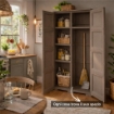 ARMADIO 2 ANTE TAUPE 79X43X164 CM CON 4 SCOMPARTI E VANO PORTASCOPA – MOBILE ALTO ORGANIZZAZIONE CASA PER INGRESSO E LAVANDERIA