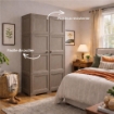 ARMADIO 2 ANTE TAUPE 79X43X164 CM CON 4 SCOMPARTI E VANO PORTASCOPA – MOBILE ALTO ORGANIZZAZIONE CASA PER INGRESSO E LAVANDERIA