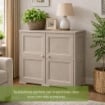 ARMADIO 2 ANTE TAUPE 79X43X85,5 CM CON 4 SCOMPARTI – MOBILE CONTENITORE COMPATTO PER ZONA GIORNO E INGRESSO