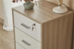 CASSETTIERA DA UFFICIO IN LEGNO CON 3 CASSETTI E 4 RUOTE CON BLOCCO 70X50X41 CM, COLORE BIANCO E OLMO CHIARO