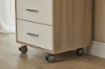 CASSETTIERA DA UFFICIO IN LEGNO CON 3 CASSETTI E 4 RUOTE CON BLOCCO 70X50X41 CM, COLORE BIANCO E OLMO CHIARO