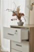 CASSETTIERA DA UFFICIO IN LEGNO CON 3 CASSETTI E 4 RUOTE CON BLOCCO 70X50X41 CM, COLORE BIANCO E OLMO CHIARO