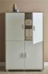 MOBILE DA ARREDO IN LEGNO CON PIEDINI 4 ANTE 161X108X41 CM COLORE OLMO CHIARO E BIANCO FIAMMATO