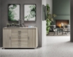 MOBILE DA ARREDO IN LEGNO CON 2 ANTE, 4 CASSETTI DIMENSIONI 86X136X41 , COLORE OLMO CHIARO