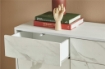 MOBILE DA ARREDO IN LEGNO CON PIEDINI. 3 ANTE E 3 CASSETTI 92X164X41 CM COLORE OSSIDO BIANCO E MARMO CALACATTA