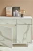 MOBILE DA ARREDO IN LEGNO CON PIEDINI. 3 ANTE E 3 CASSETTI 92X164X41 CM COLORE OSSIDO BIANCO E MARMO CALACATTA