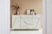 MOBILE DA ARREDO IN LEGNO CON PIEDINI. 3 ANTE E 3 CASSETTI 92X164X41 CM COLORE OSSIDO BIANCO E MARMO CALACATTA