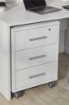 CASSETTIERA DA UFFICIO IN LEGNO CON 3 CASSETTI, 4 RUOTE E BLOCCO 71X51X41 CM COLORE OSSIDO BIANCO