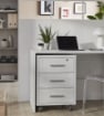 CASSETTIERA DA UFFICIO IN LEGNO CON 3 CASSETTI, 4 RUOTE E BLOCCO 71X51X41 CM COLORE OSSIDO BIANCO