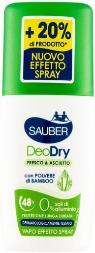 SAUBER DEODORANTE VAPO DRY CON POLVERE DI BAMBOO FRESCO E ASCIUTTO 48H, 90ML