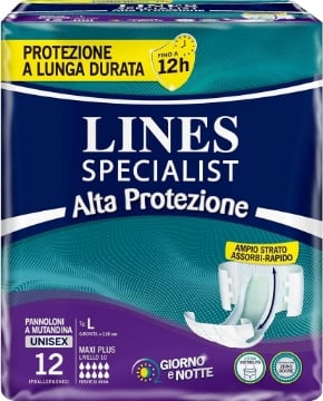 LINES SPECIALIST PANNOLONI A MUTANDINA UNISEX MAXI PLUS TAGLIA L 12PZ