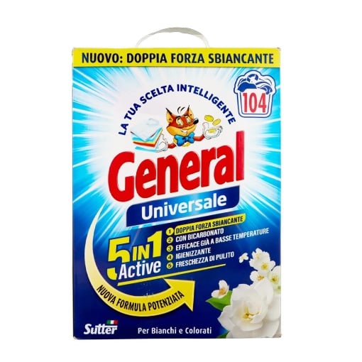 GENERAL UNIVERSALE DETERSIVO BUCATO IN POLVERE 5 IN 1 ACTIVE 104 MISURINI