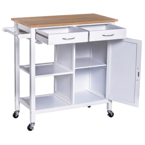 CARRELLO DA CUCINA CLASSICO 2 CASSETTI IN LEGNO 88.5 X 40 X 86 CM