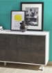 MOBILE DA ARREDO IN LEGNO CON PIEDINI E 3 ANTE 74X177X41 CM COLORE OSSIDO BIANCO E OSSIDO NERO