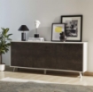 MOBILE DA ARREDO IN LEGNO CON PIEDINI E 3 ANTE 74X177X41 CM COLORE OSSIDO BIANCO E OSSIDO NERO