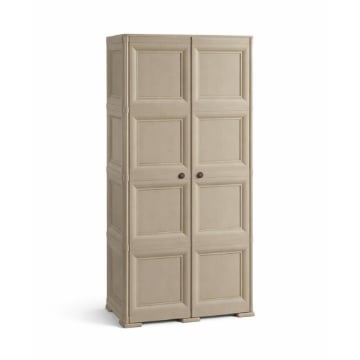 ARMADIO 2 ANTE TAUPE 79X43X164 CM CON 8 SCOMPARTI – MOBILE ALTO ORGANIZZAZIONE CASA PER INGRESSO, LAVANDERIA E ZONA GIORNO