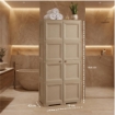ARMADIO 2 ANTE TAUPE 79X43X164 CM CON 8 SCOMPARTI – MOBILE ALTO ORGANIZZAZIONE CASA PER INGRESSO, LAVANDERIA E ZONA GIORNO