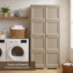 ARMADIO 2 ANTE TAUPE 79X43X164 CM CON 8 SCOMPARTI – MOBILE ALTO ORGANIZZAZIONE CASA PER INGRESSO, LAVANDERIA E ZONA GIORNO