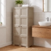 ARMADIO 2 ANTE TAUPE 79X43X164 CM CON 8 SCOMPARTI – MOBILE ALTO ORGANIZZAZIONE CASA PER INGRESSO, LAVANDERIA E ZONA GIORNO
