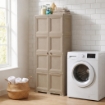 ARMADIO 2 ANTE TAUPE 79X43X164 CM CON 8 SCOMPARTI – MOBILE ALTO ORGANIZZAZIONE CASA PER INGRESSO, LAVANDERIA E ZONA GIORNO