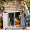 ARMADIO BASSO 2 ANTE GRIGIO OMNIMODUS SIMPLEX – MOBILE CONTENITORE COMPATTO PER LAVANDERIA, GARAGE E BALCONE