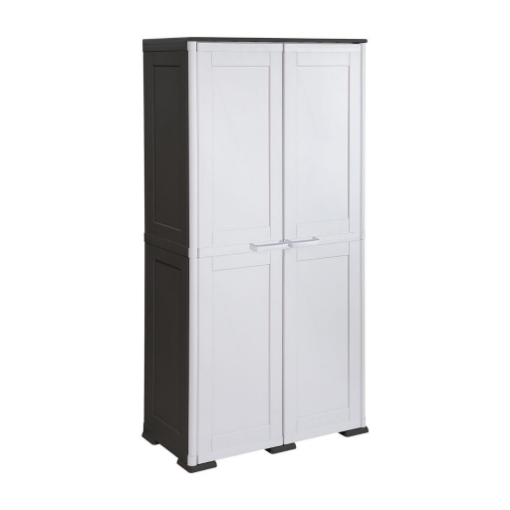 ARMADIO 2 ANTE CON RIPIANI OMNIMODUS SIMPLEX – MOBILE MULTIUSO 5 VANI IN RESINA NERO GRIGIO